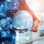 Industrial technology concept. Communication network. INDUSTRY 4.0. Factory automation.